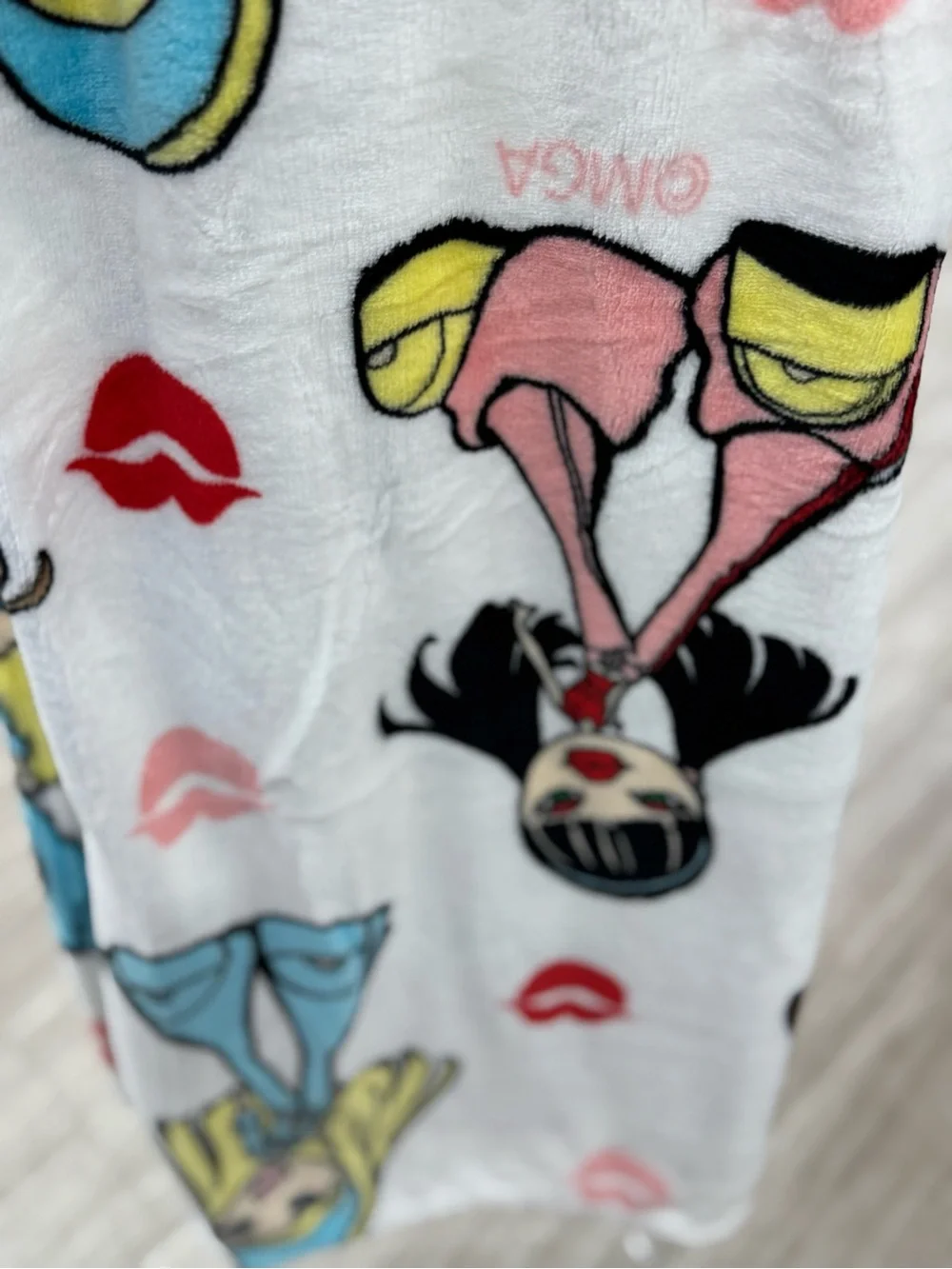 Soft Plush Throw Blanket - White with Multicolor Character Print